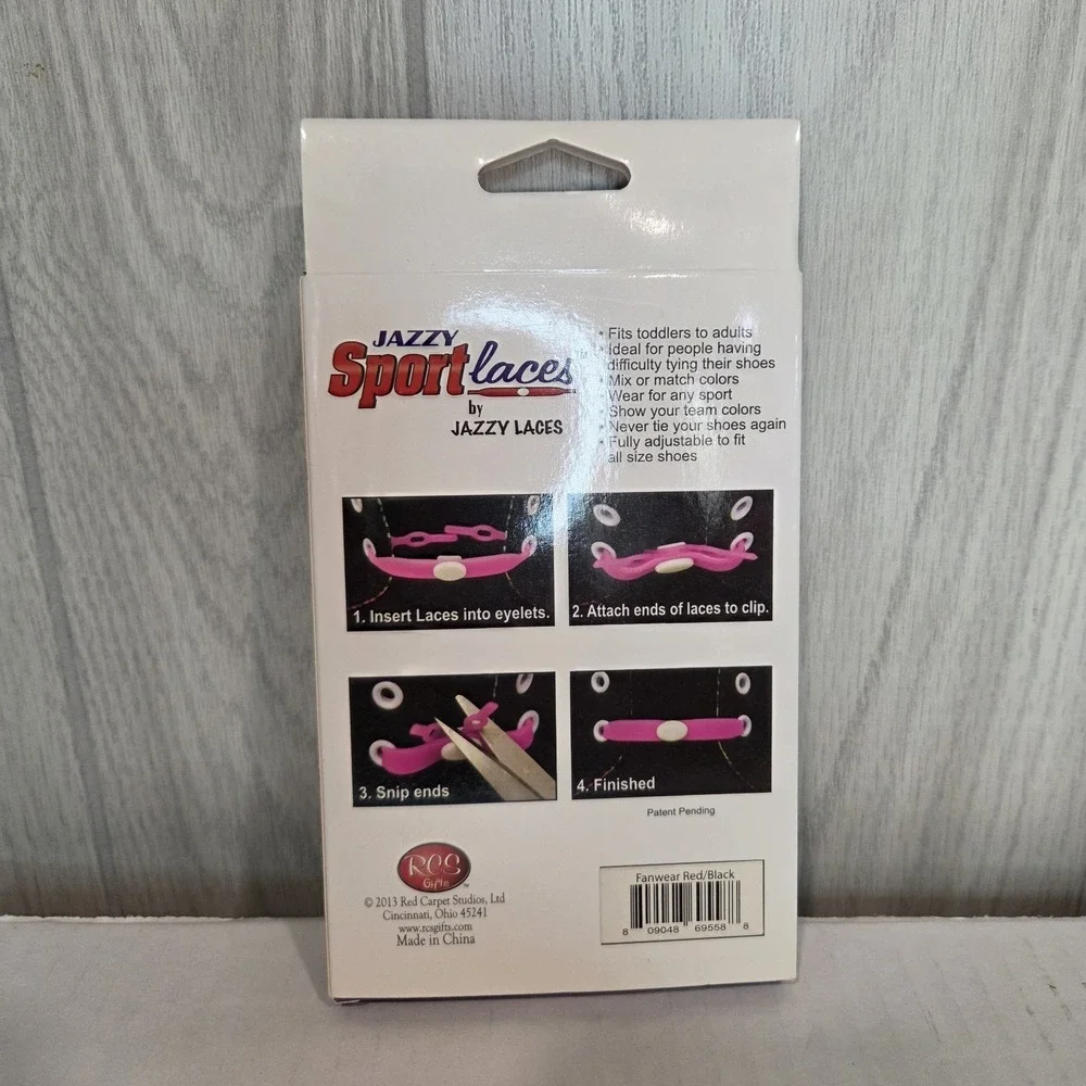 Jazzy Sport Laces No Tie Adjustable Laces Toddler Adults Unisex Black Red NIB